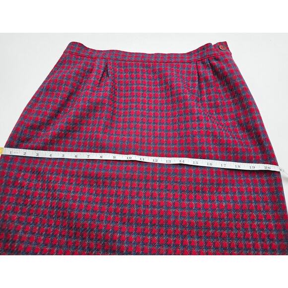 Vtg Pendleton Women's 12 Virgin Wool Red & Blue Houndstooth Jacket & Skirt Set - Picture 7 of 15